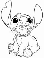 A coloring page of lilo and stitch